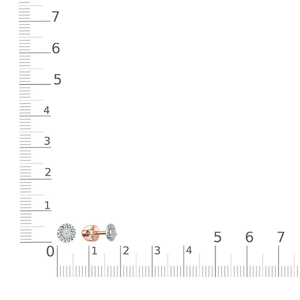 Серьги-пусеты из красного золота с 2 бриллиантами