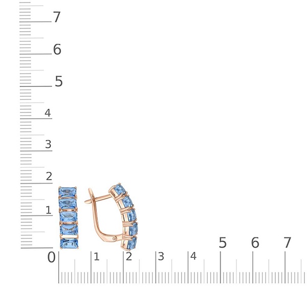Серьги из красного золота с 10 топазами swiss