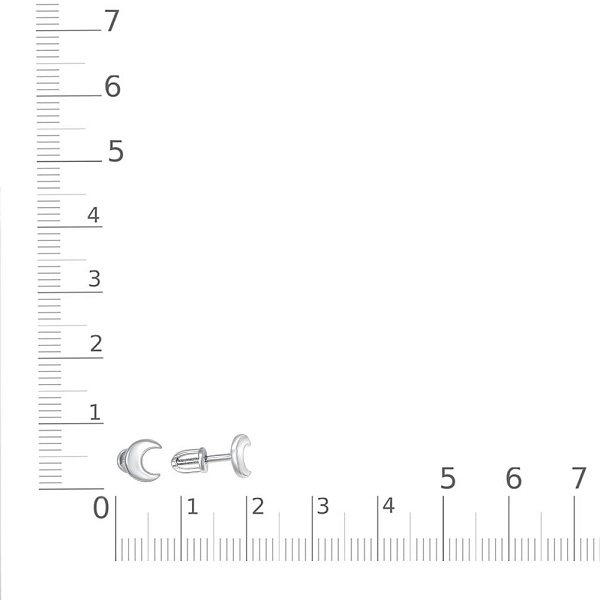 Серьги-пусеты Месяцы из белого золота без вставок