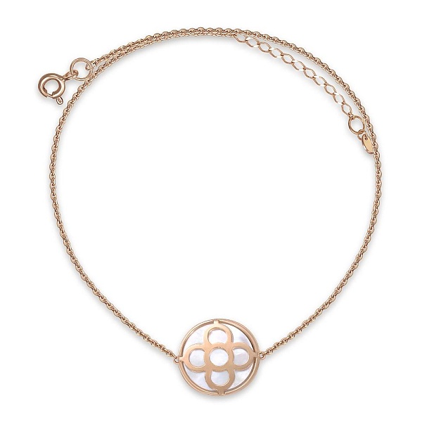 Колье Клевер из красного золота с перламутром