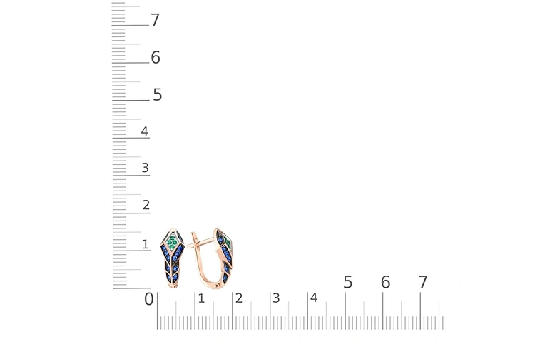 Серьги из красного золота с 32 фианитами