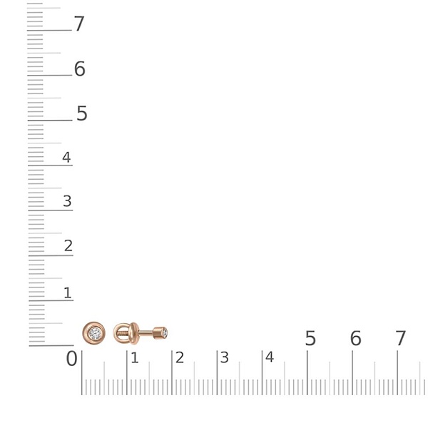 Серьги-пусеты из красного золота с 2 бриллиантами