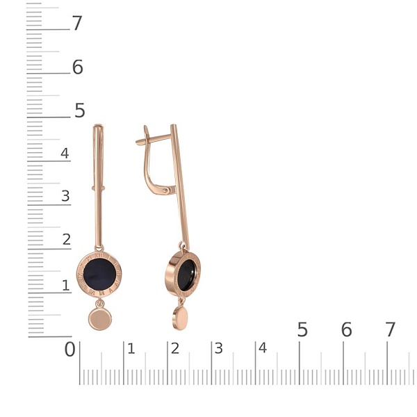 Серьги из красного золота с 2 ониксами