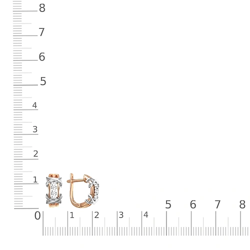 Серьги из красного золота с 6 фианитами