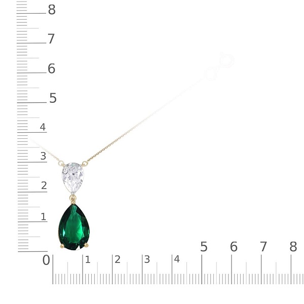 Колье из жёлтого золота с изумрудом и фианитом