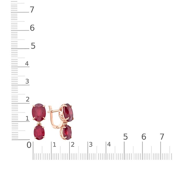 Серьги из красного золота с 4 рубинами