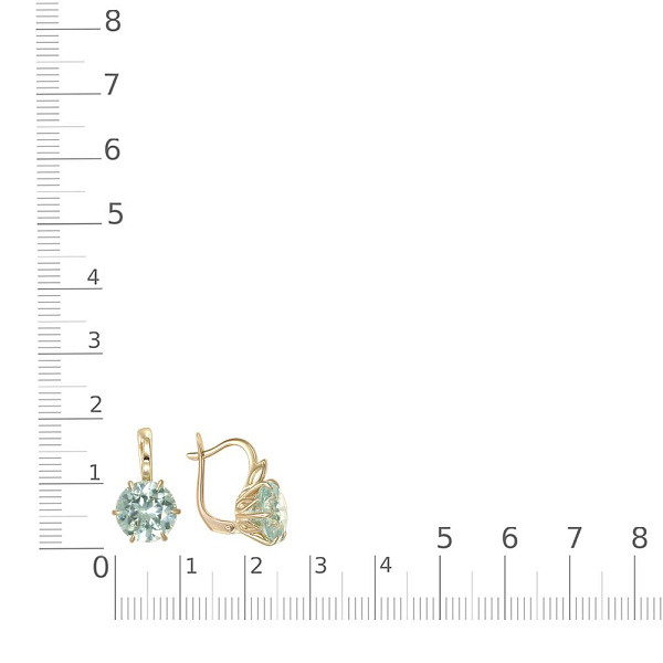 Серьги из жёлтого золота с 2 празиолитами