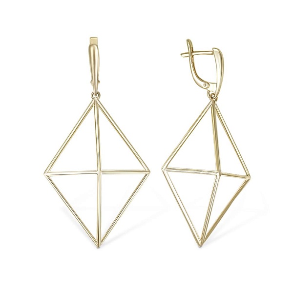 Серьги из жёлтого золота без вставок