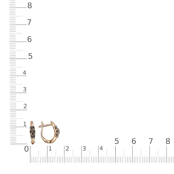 Серьги из красного золота с 6 раухтопазами