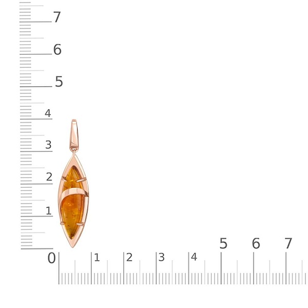 Подвеска из красного золота с янтарём