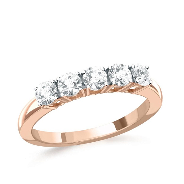 Кольцо Дорожка из красного золота с 5 муассанитами