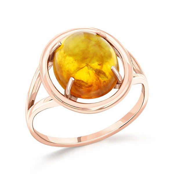 Кольцо из красного золота с янтарём