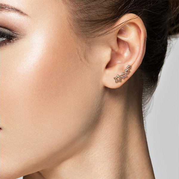 Серьги-пусеты Звезды из красного золота без вставок