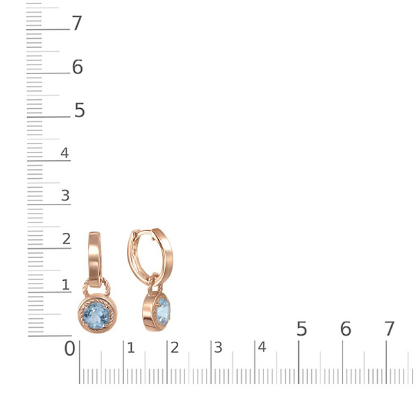 Серьги-трансформеры из красного золота с 2 топазами sky