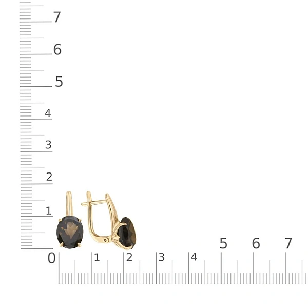 Серьги из жёлтого золота с 2 раухтопазами