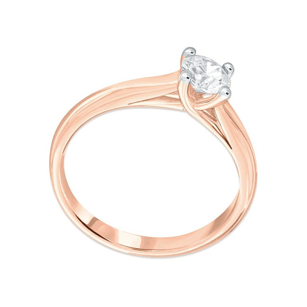 Кольцо из красного золота с выращенным бриллиантом