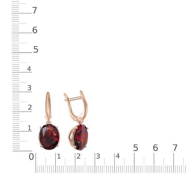 Серьги из красного золота с 2 ситаллами