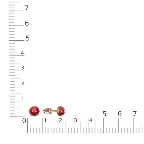 Серьги-пусеты из красного золота с 2 агатами