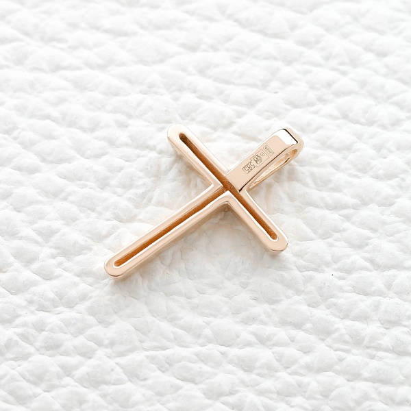 Крест из красного золота с бриллиантом