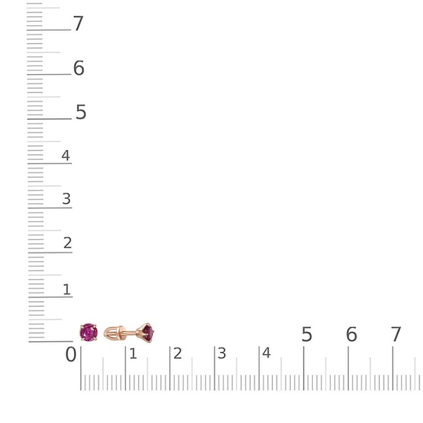 Серьги-пусеты из красного золота с 2 рубинами