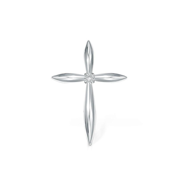 Крест из белого золота с бриллиантом