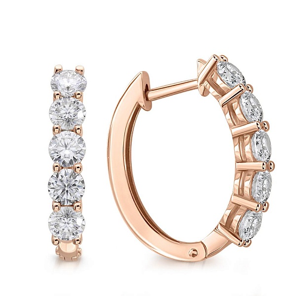 Серьги Дорожки из красного золота с 10 выращенными бриллиантами