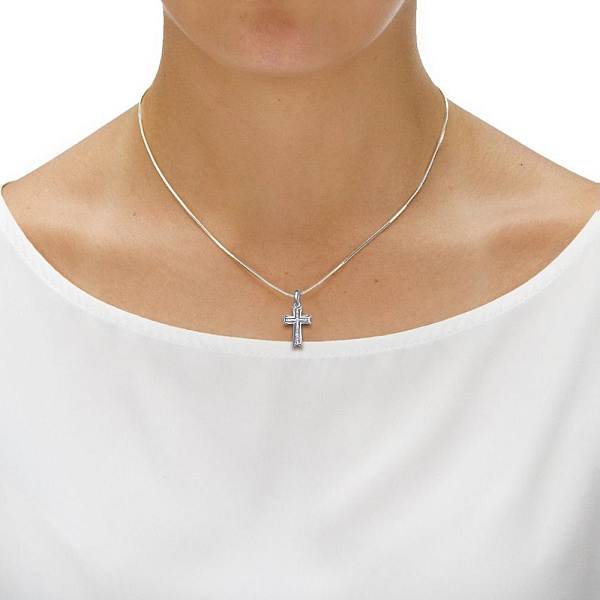 Крест из белого золота без вставок