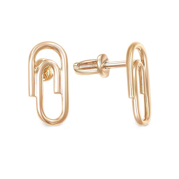 Серьги-пусеты Скрепки из красного золота без вставок