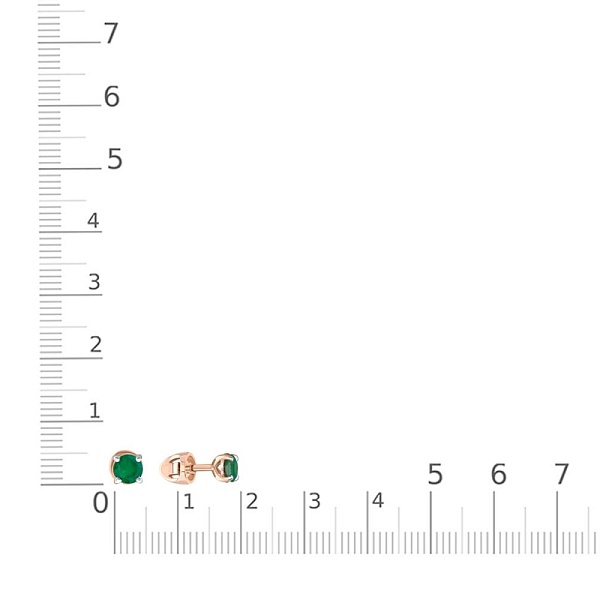 Серьги-пусеты из красного золота с 2 изумрудами