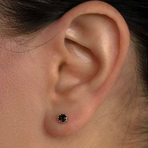 Серьги-пусеты из красного золота с 2 раухтопазами