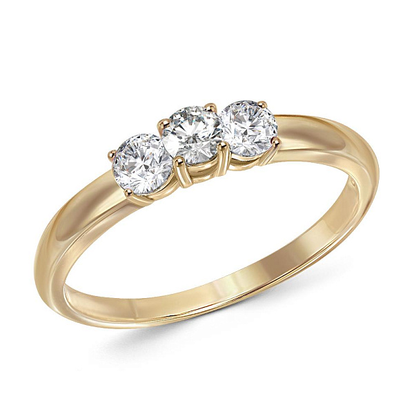 Кольцо из жёлтого золота с 3 бриллиантами