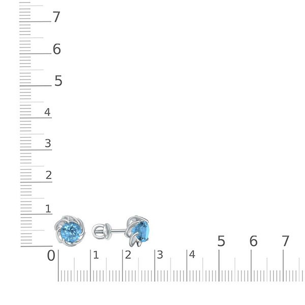 Серьги-пусеты из белого золота с 2 топазами swiss