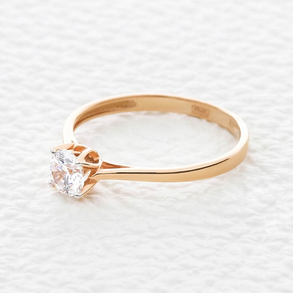 Кольцо из красного золота с кристаллом swarovski