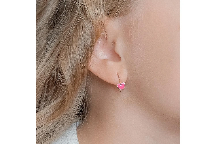 Серьги детские Сердца из красного золота без вставок