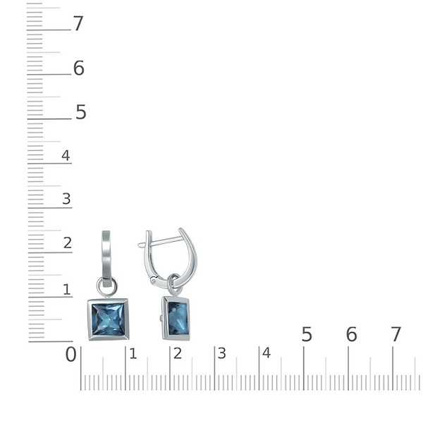 Серьги-трансформеры из белого золота с 2 топазами лондон