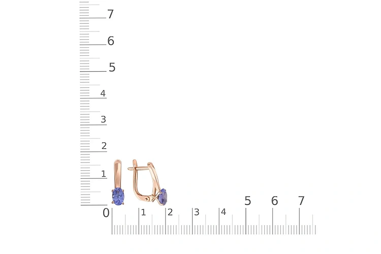 Серьги из красного золота с 2 танзанитами
