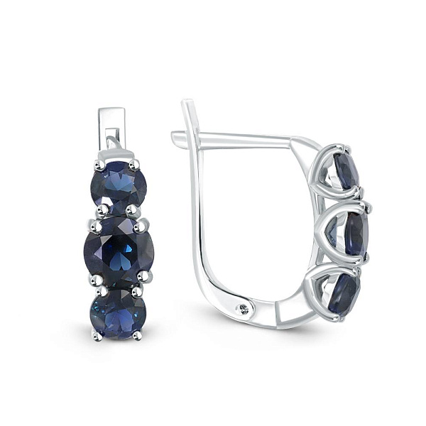 Серьги из белого золота с 6 корундами