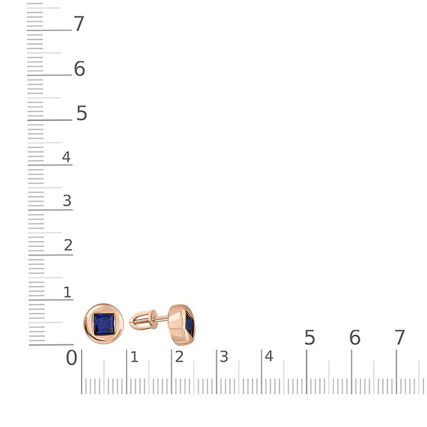 Серьги-пусеты из красного золота с 2 корундами