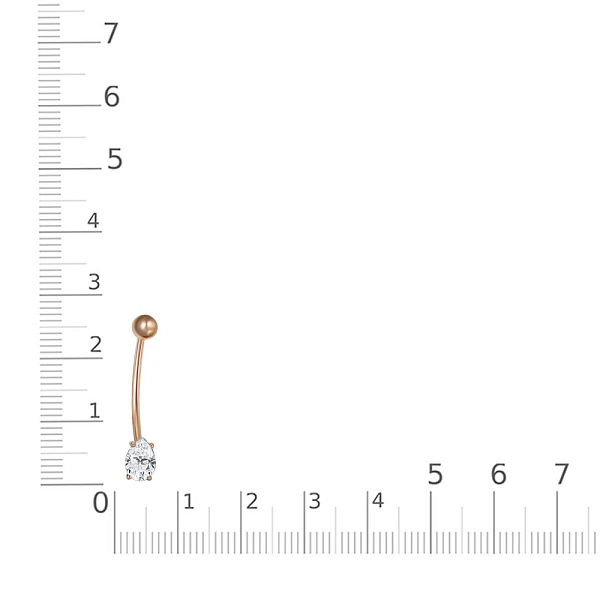 Пирсинг из красного золота с фианитом