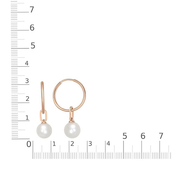 Серьги-трансформеры из красного золота с 2 жемчужинами