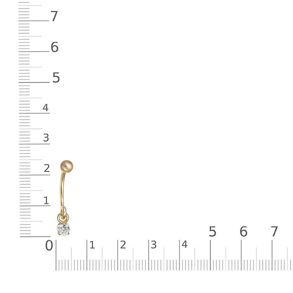 Пирсинг Сердце из жёлтого золота с фианитом