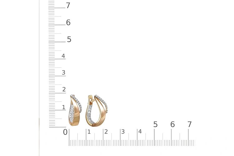 Серьги из красного золота с 46 фианитами