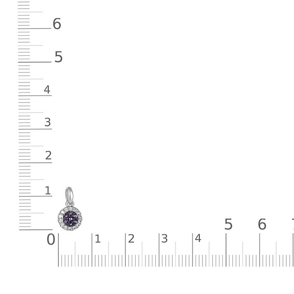 Подвеска из белого золота с 7 аметистами и 14 фианитами