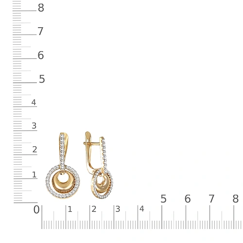 Серьги из жёлтого золота с 68 фианитами
