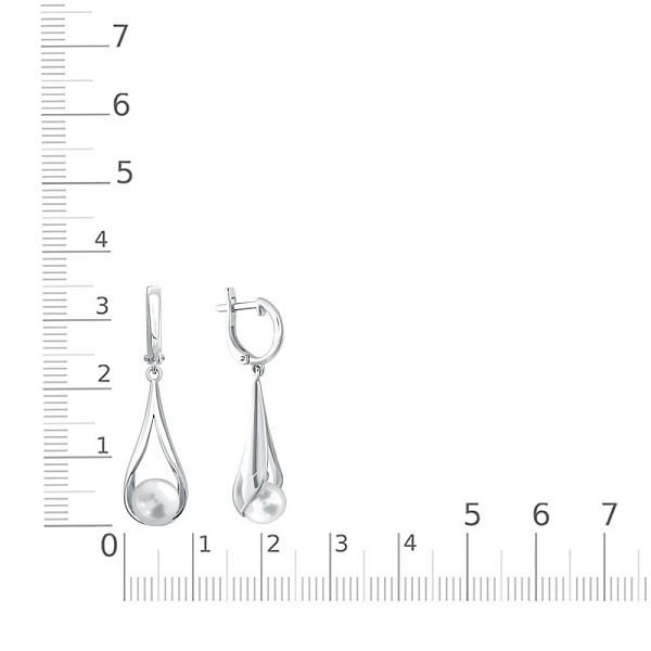 Серьги из белого золота с 2 жемчужинами
