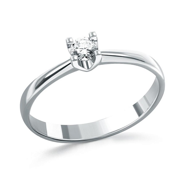 Кольцо из белого золота с выращенным бриллиантом