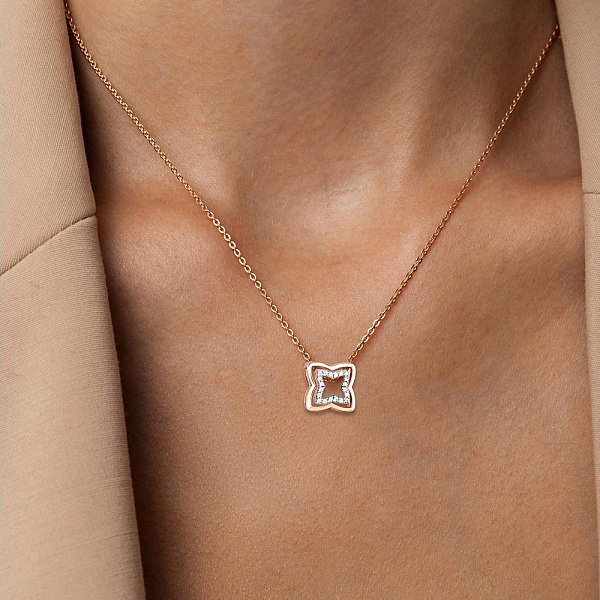 Комплект подвесок Клевер из красного золота с 20 выращенными бриллиантами