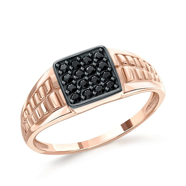 Печатка из красного золота с 16 фианитами