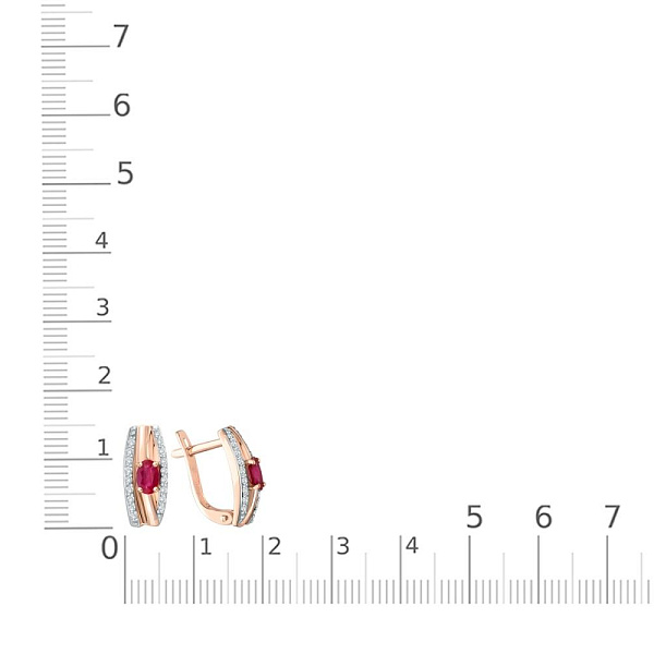 Серьги из красного золота с 2 рубинами и 36 бриллиантами