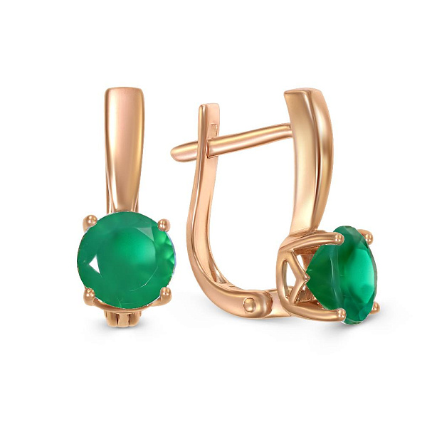 Серьги из красного золота с 2 агатами